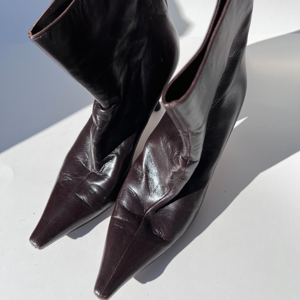 Jimmy Choo Brown leather back zip up shoe